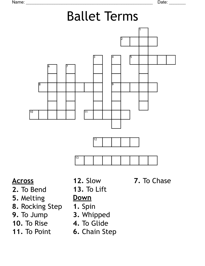 Ballet Terms Crossword
