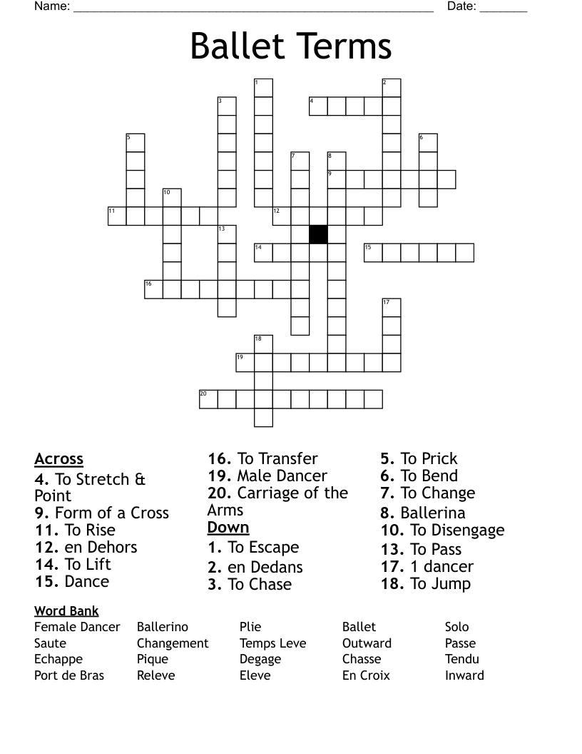 Ballet Terms  Crossword
