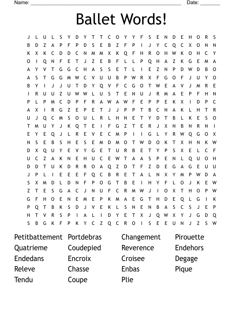 Ballet Words! Word Search