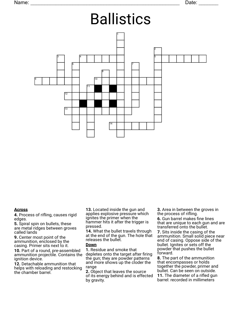 Ballistics Crossword