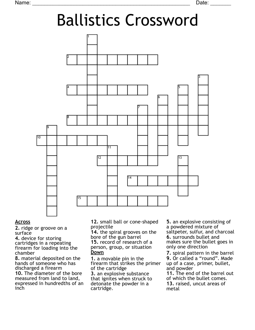 Ballistics Crossword