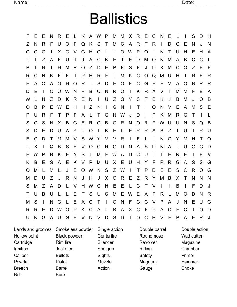Ballistics  Word Search