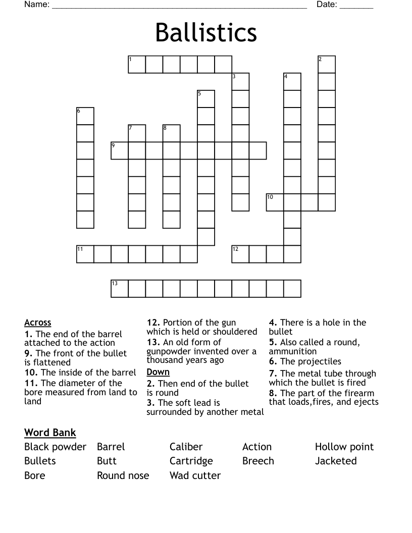 Ballistics  Crossword
