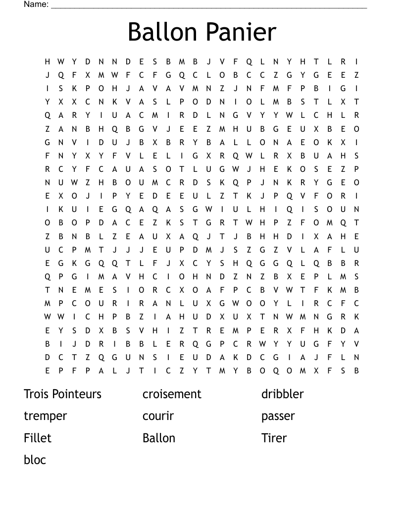 Ballon Panier Word Search