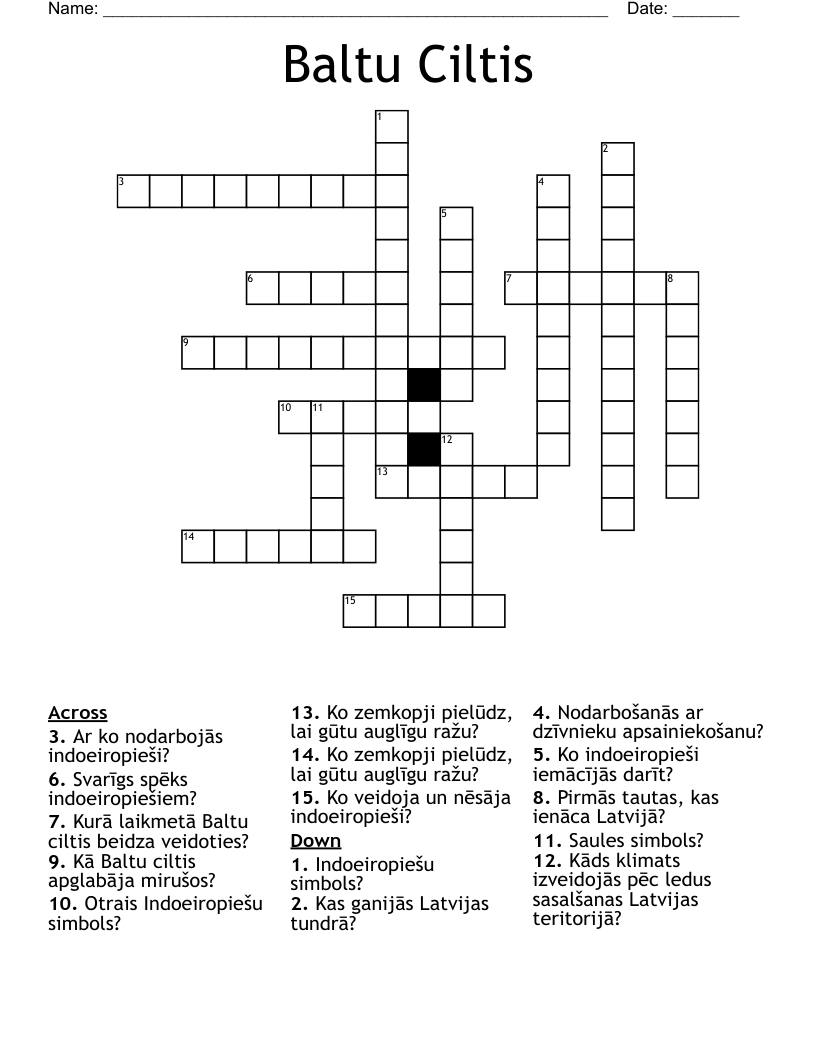 Baltu Ciltis Crossword