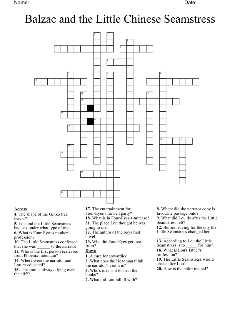 Balzac and the Little Chinese Seamstress Crossword
