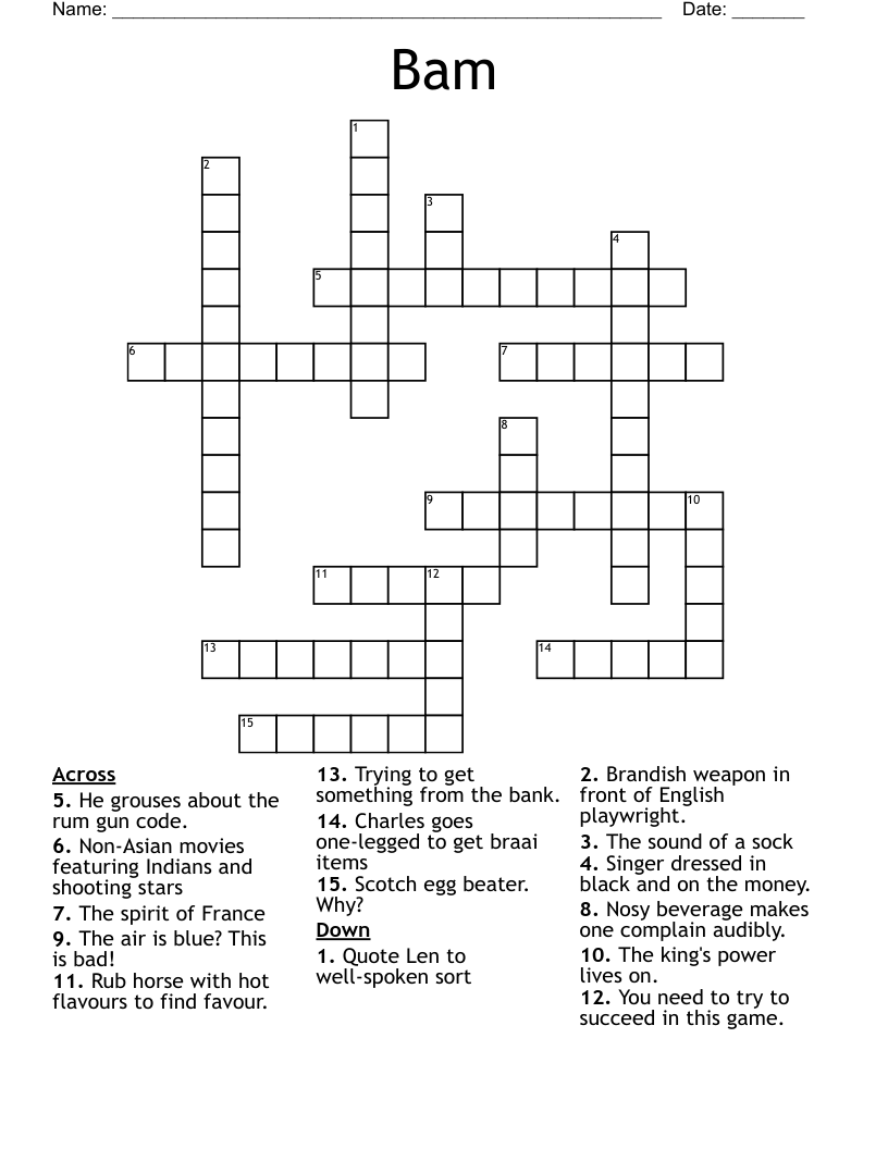 Bam Crossword