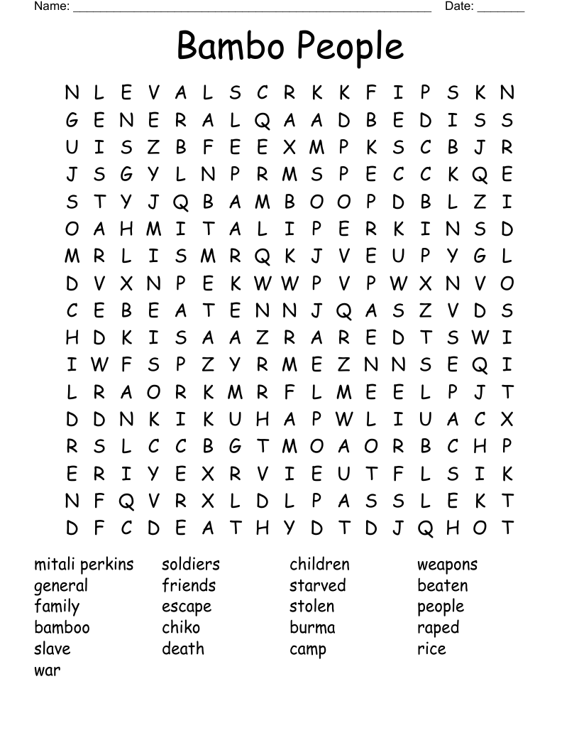 Bambo People Word Search