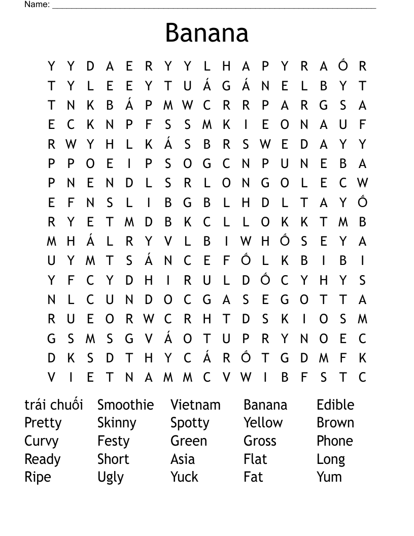 Banana Word Search