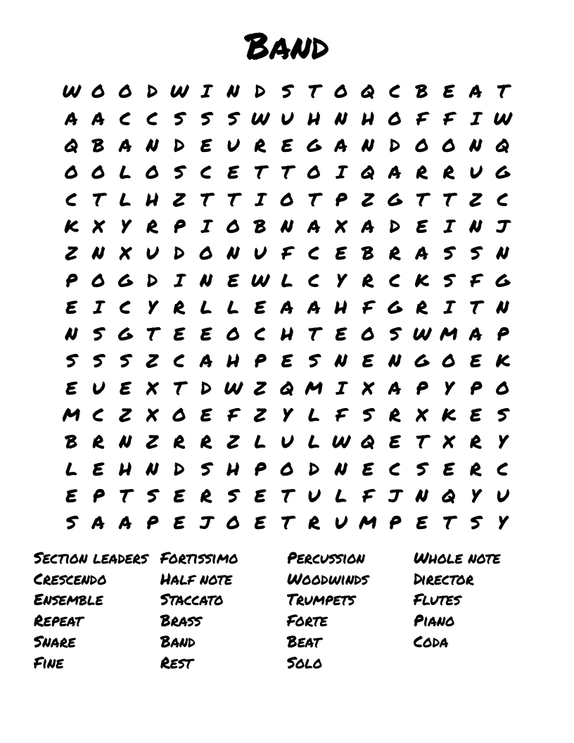 Band Word Search