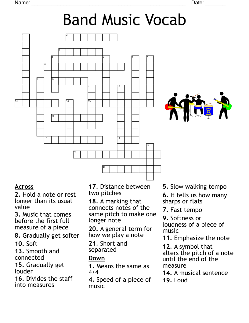 Band Music Vocab Crossword