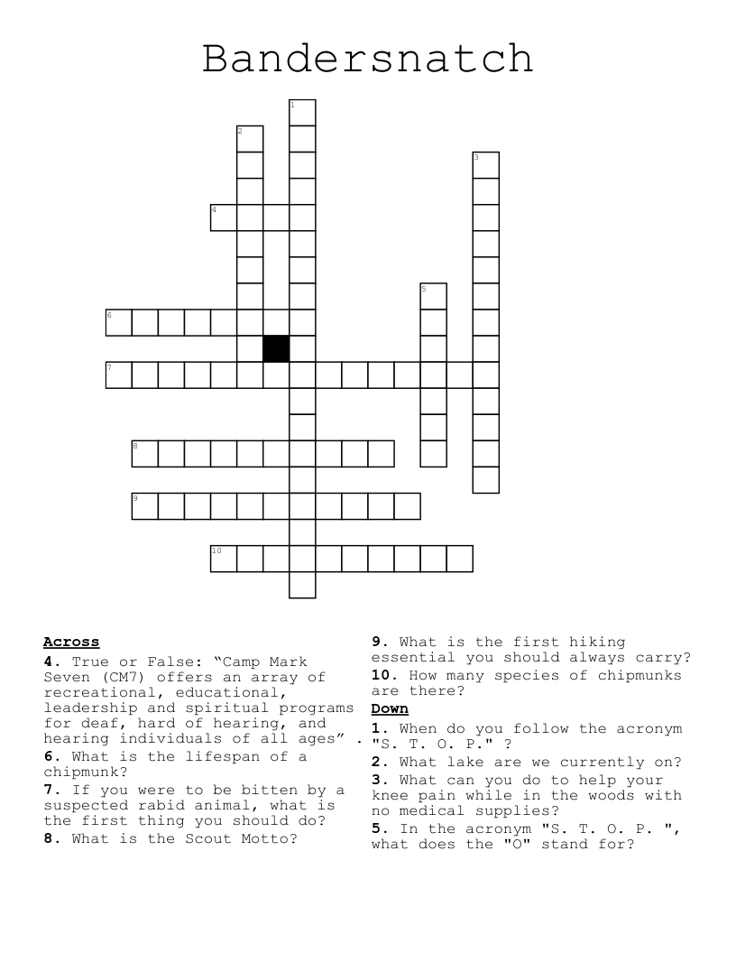 Bandersnatch Crossword