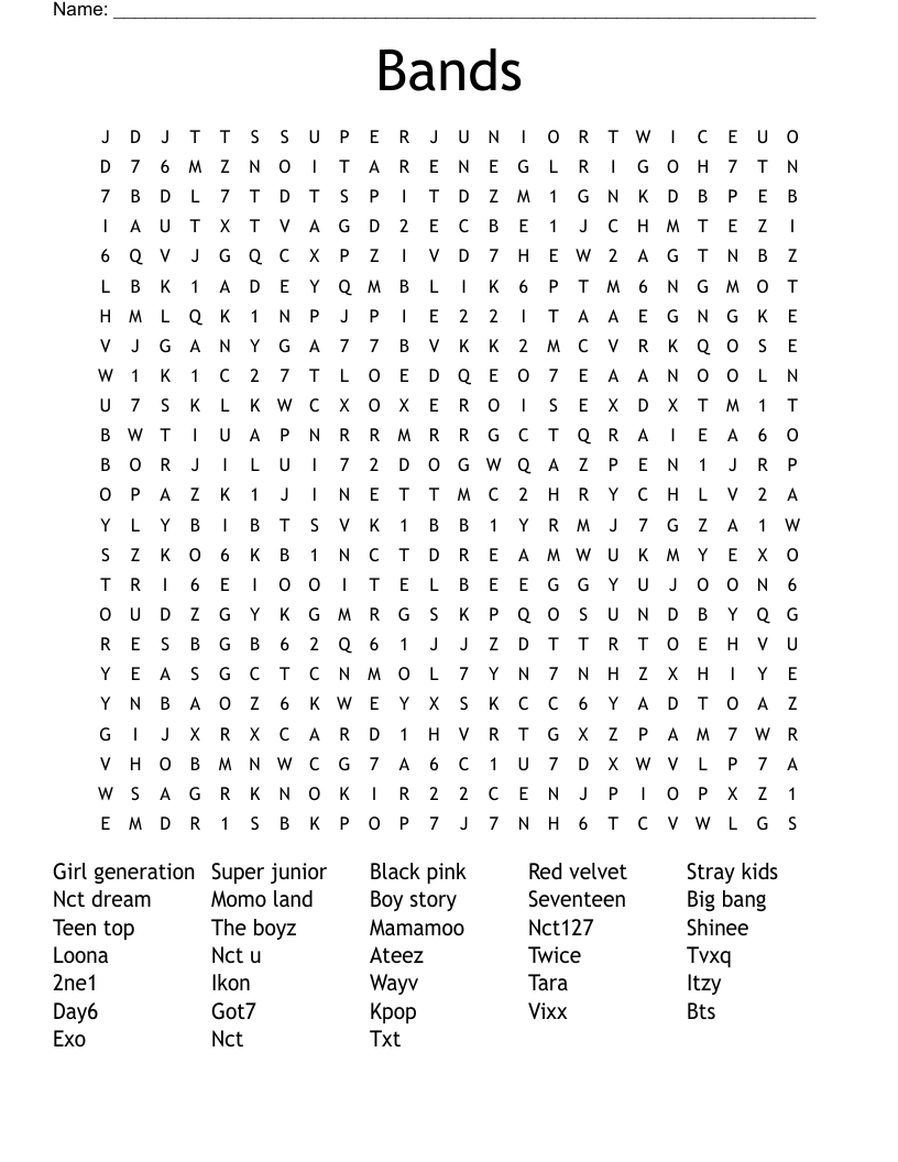 Bands Word Search