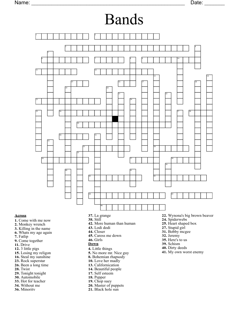 Bands Crossword