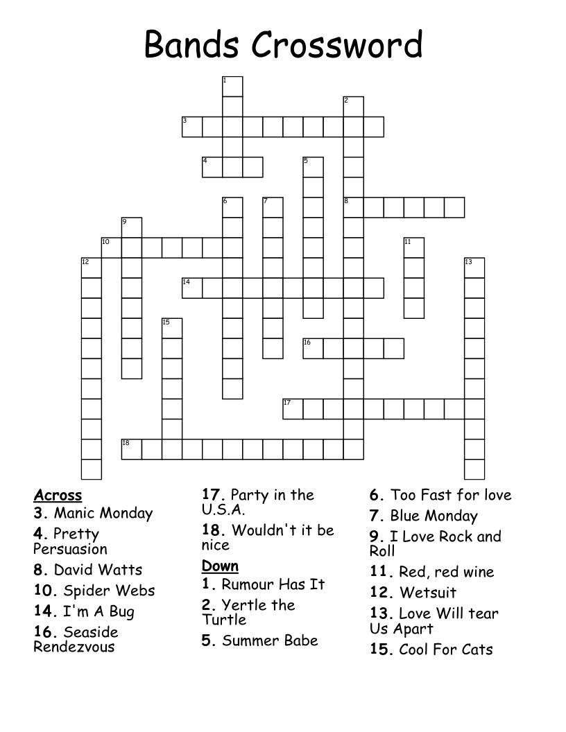Bands Crossword