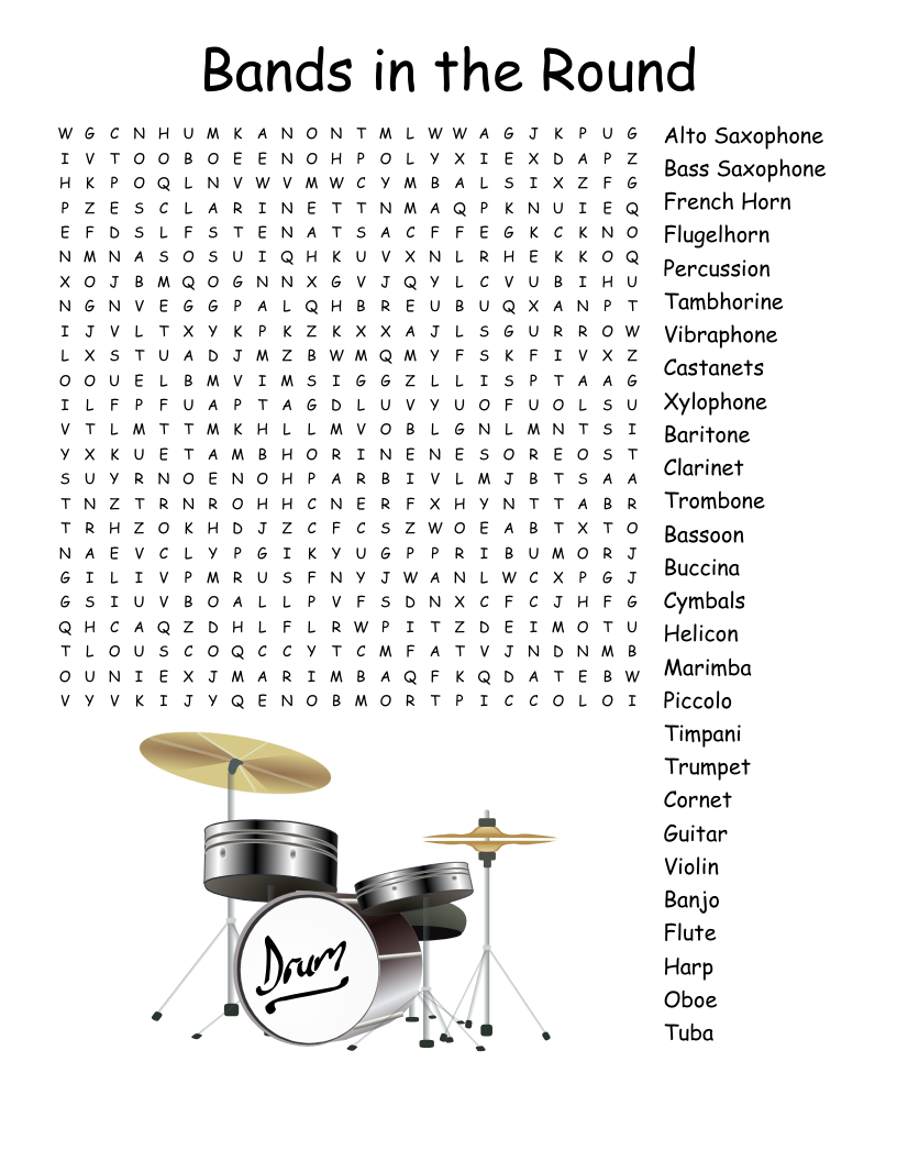 Bands in the Round Word Search