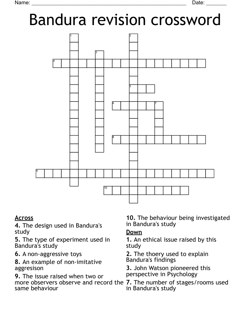 Bandura revision crossword