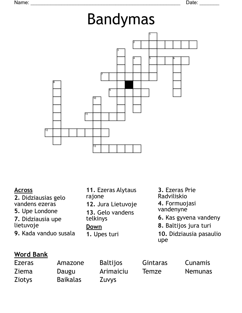Bandymas Crossword