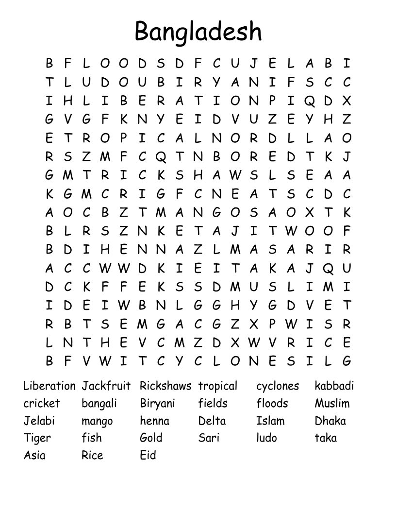 Bangladesh Word Search