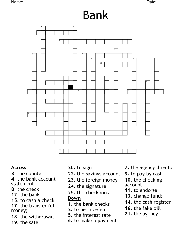 Bank Crossword