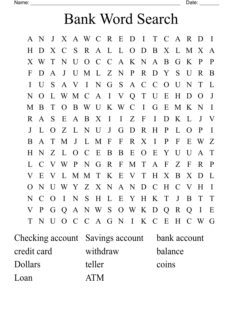 Bank Word Search