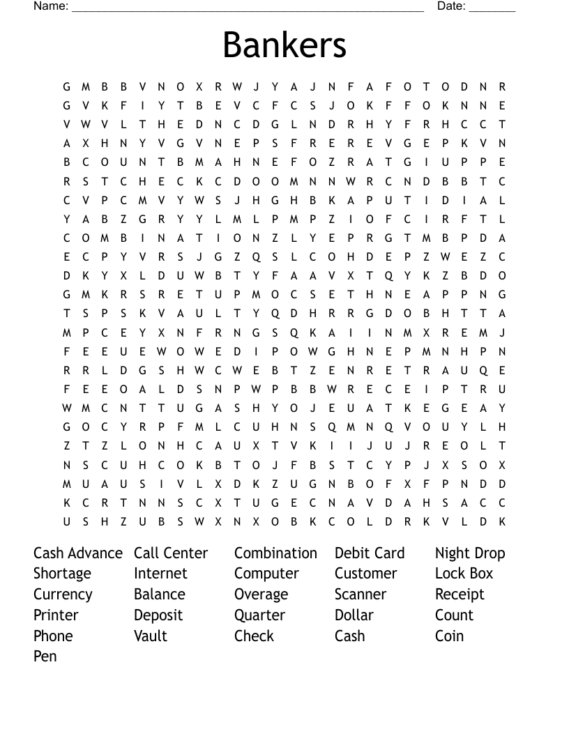 Bankers Word Search