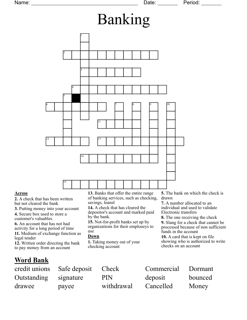 Banking Crossword
