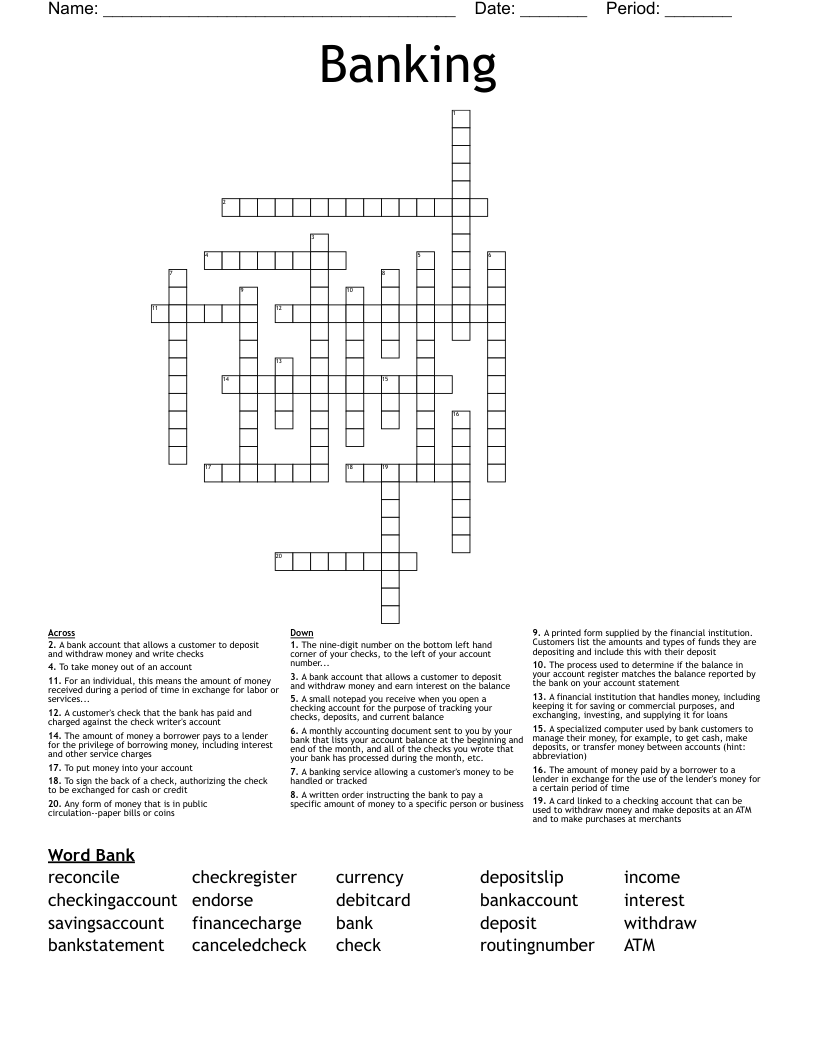 Banking Crossword