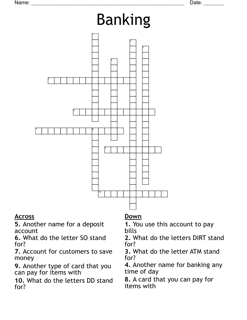 Banking Crossword