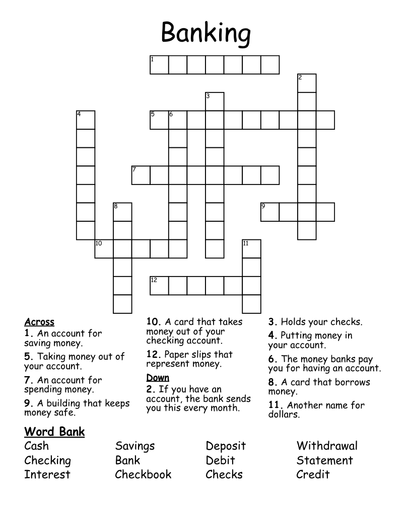 Banking Crossword