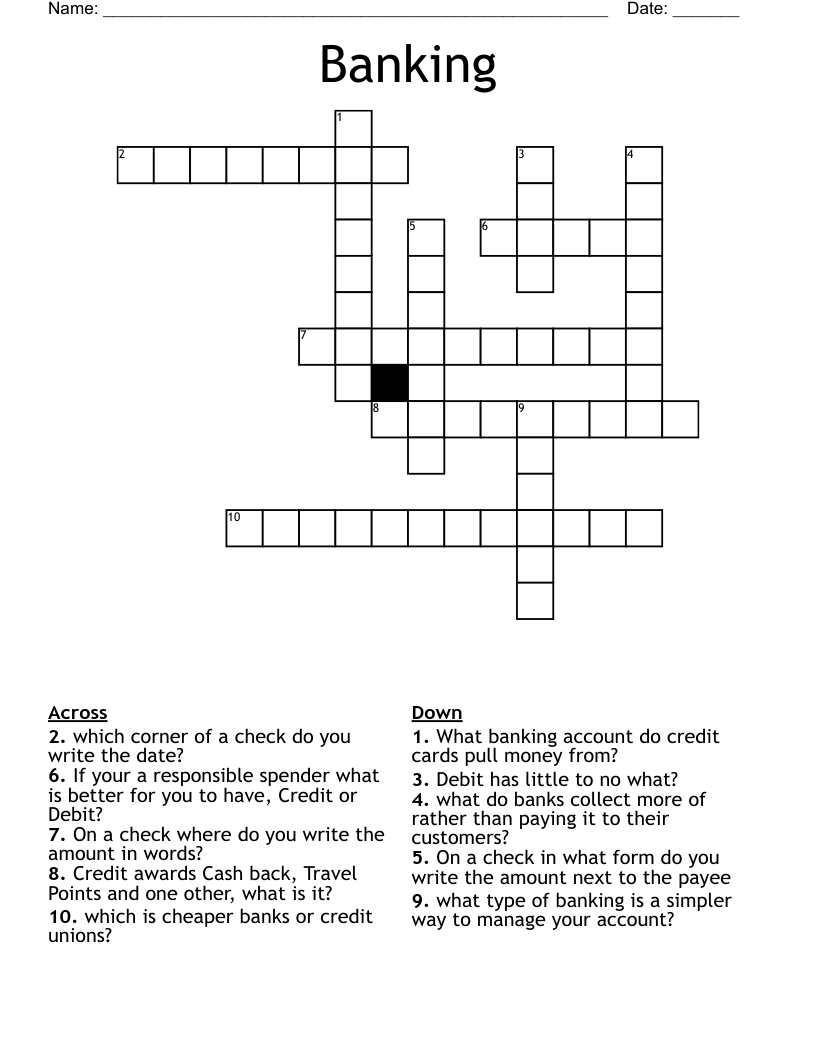 Banking Crossword