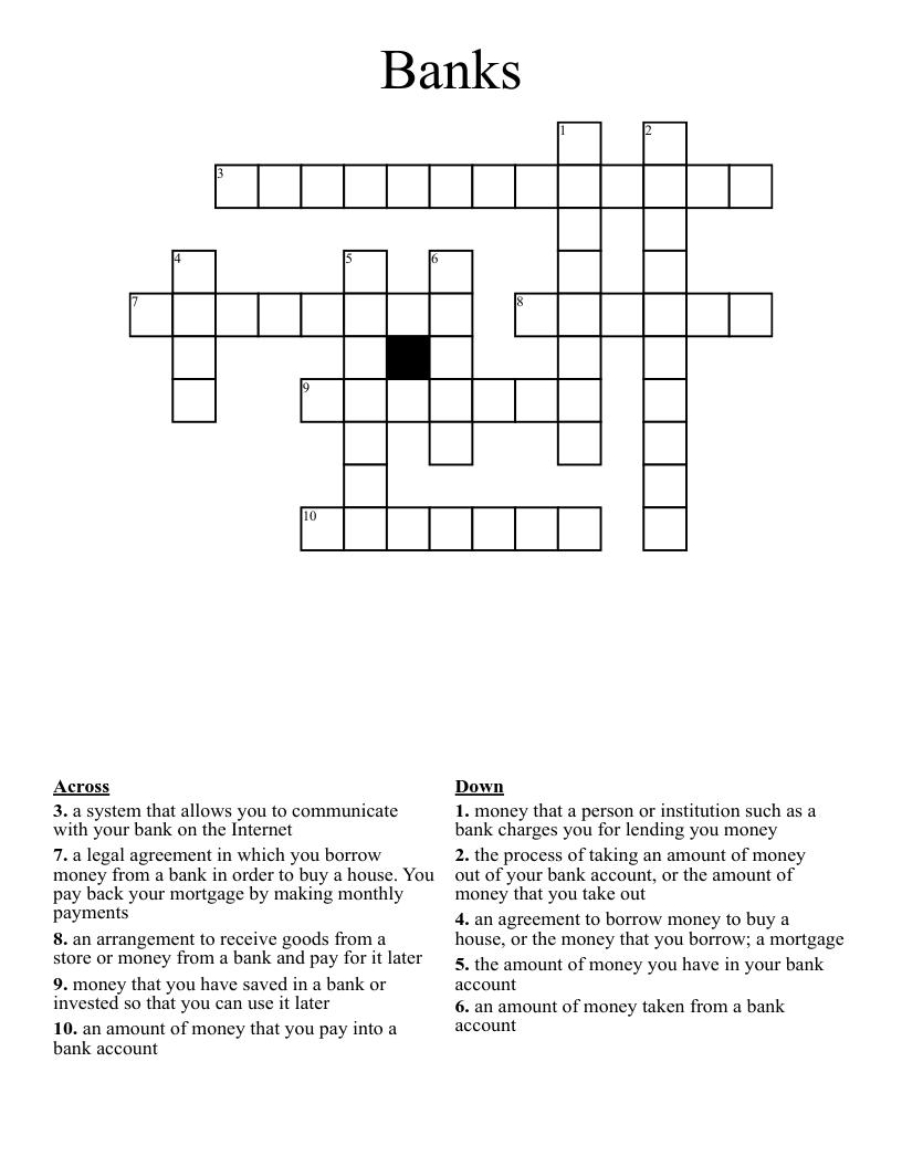 Banks Crossword