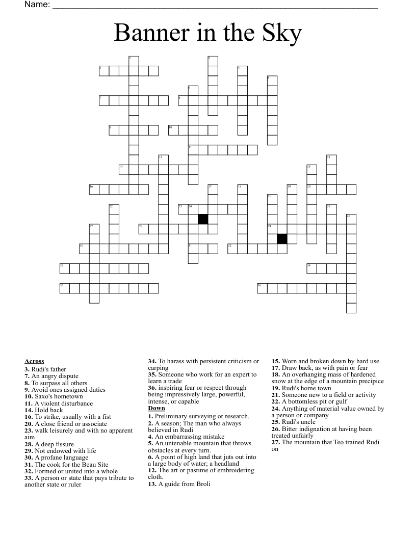 Banner in the Sky Crossword
