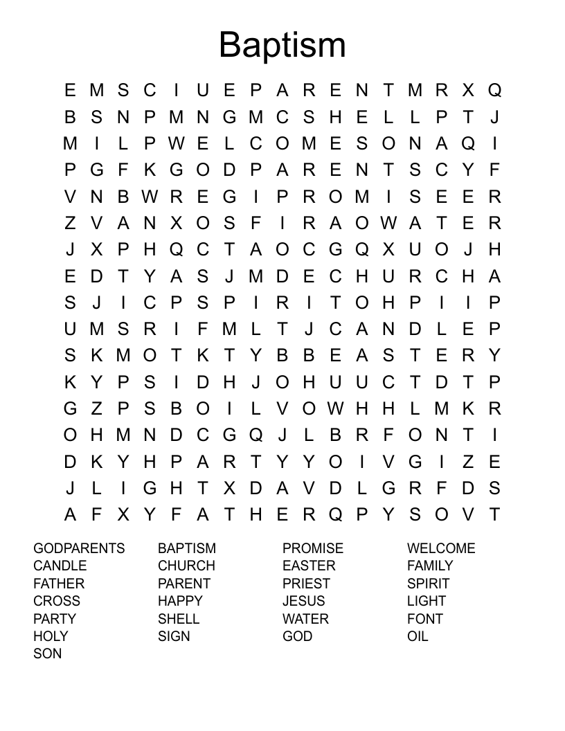 Baptism Word Search