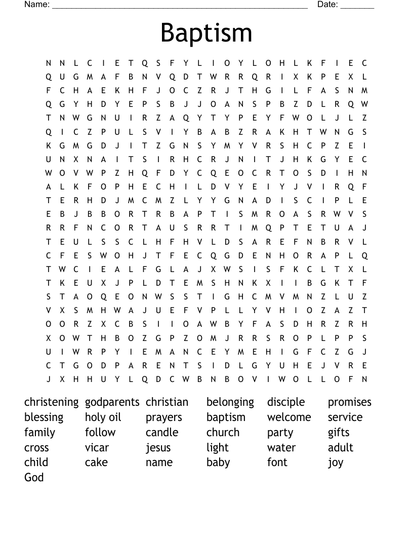 Baptism Word Search