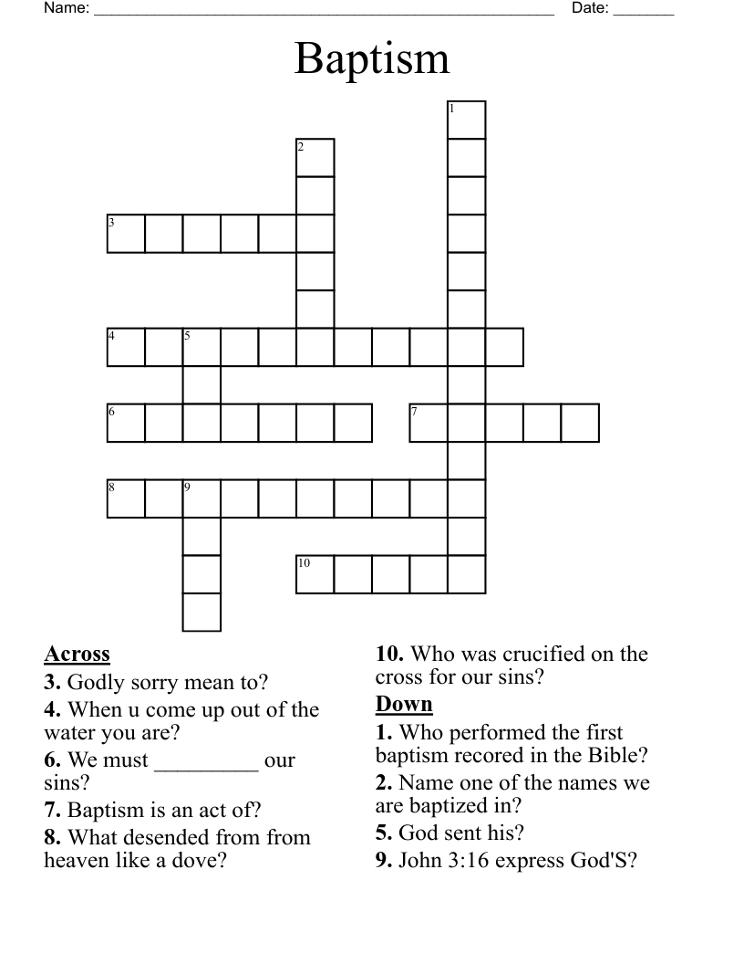 Baptism Crossword
