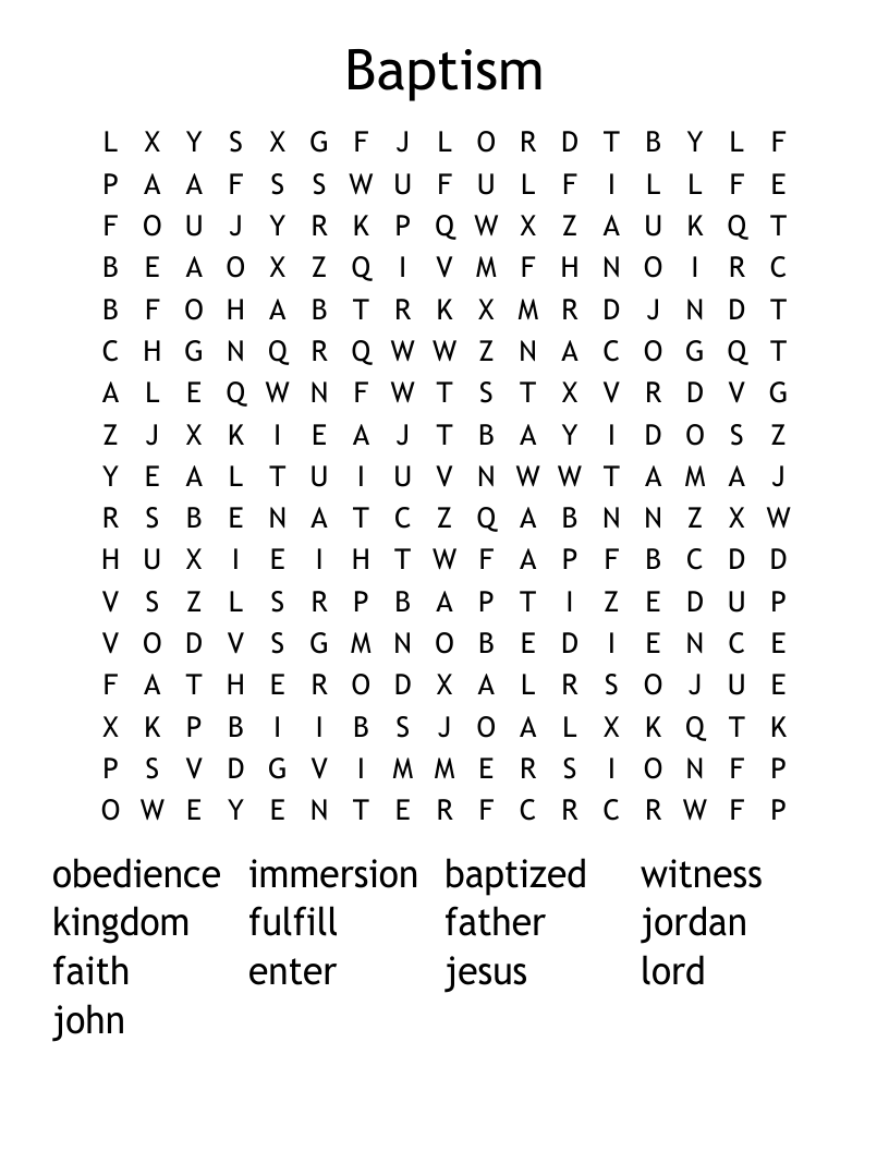 Baptism Word Search