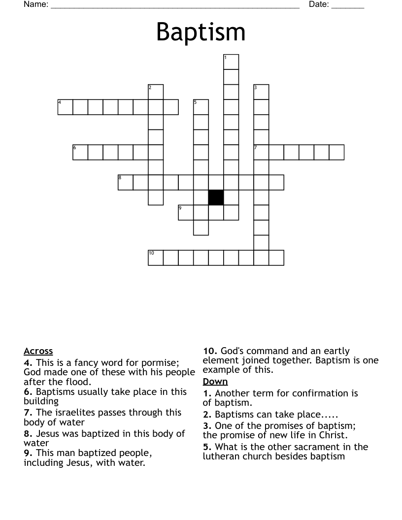 Baptism Crossword