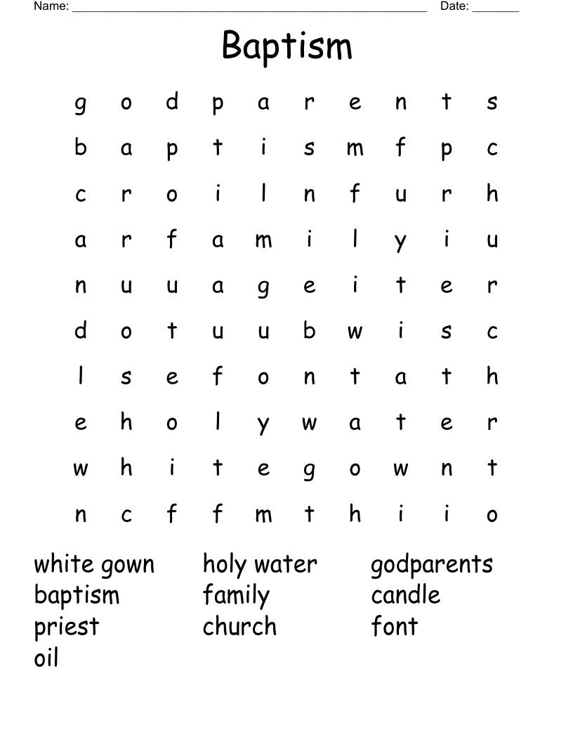 Baptism Word Search