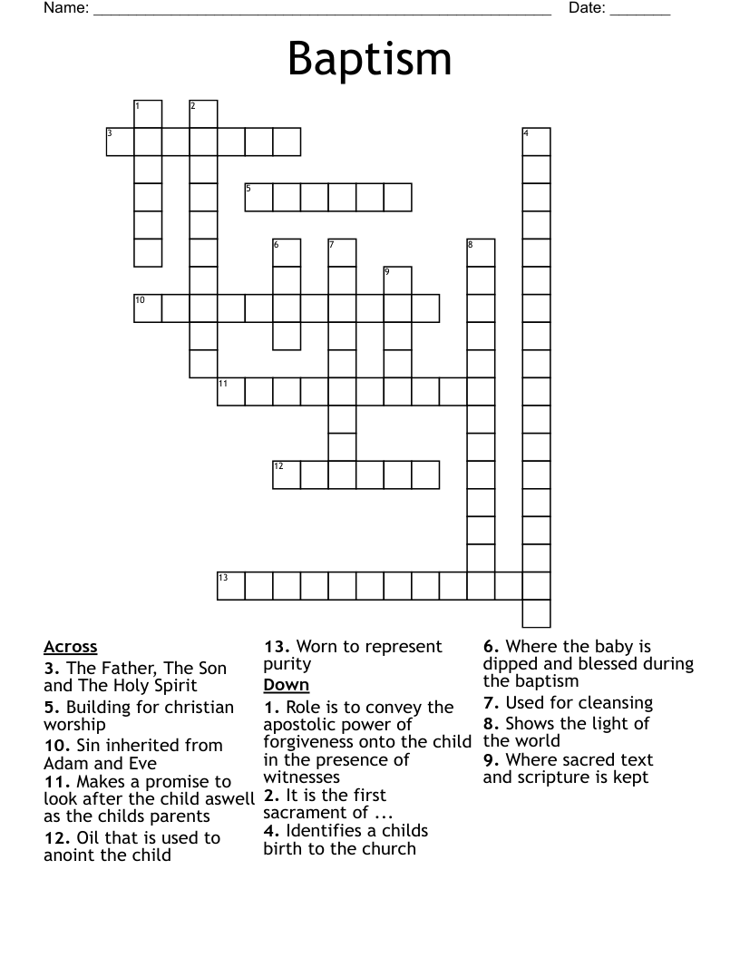 Baptism Crossword