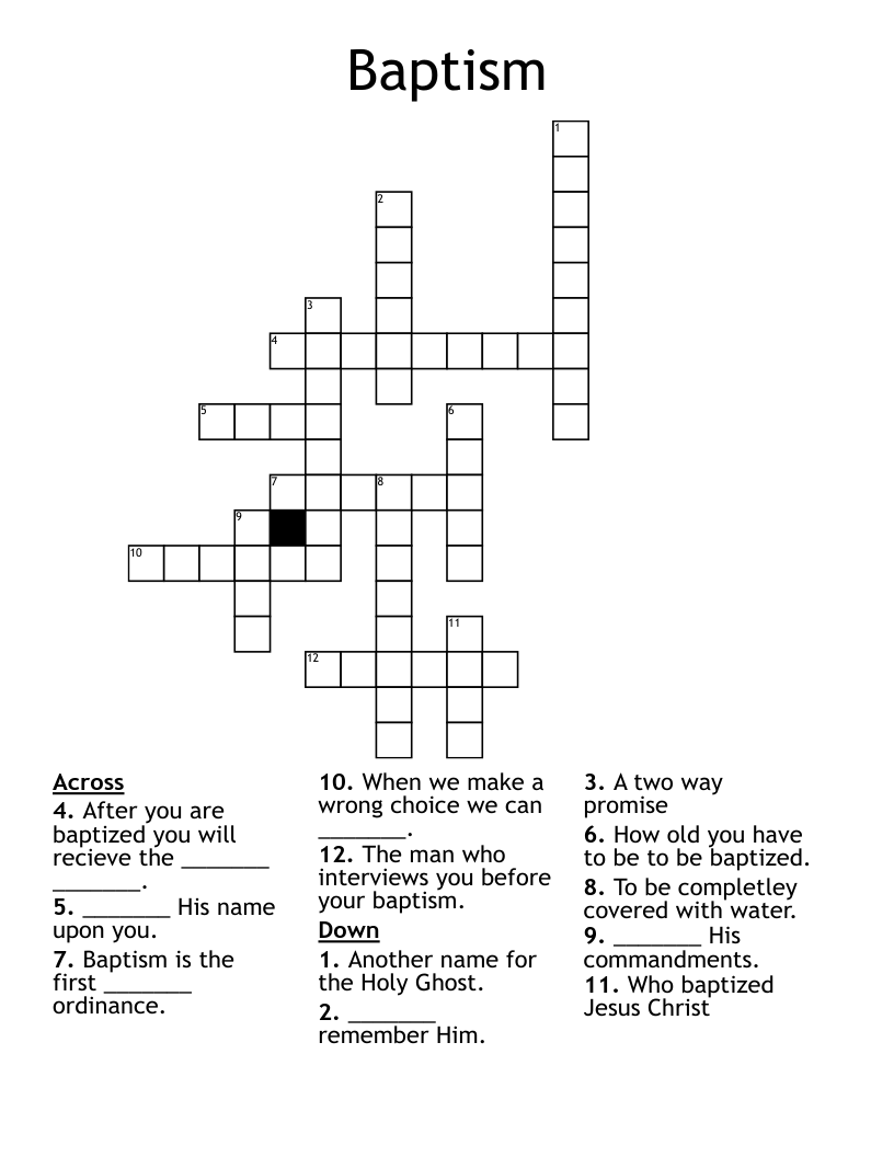 Baptism Crossword