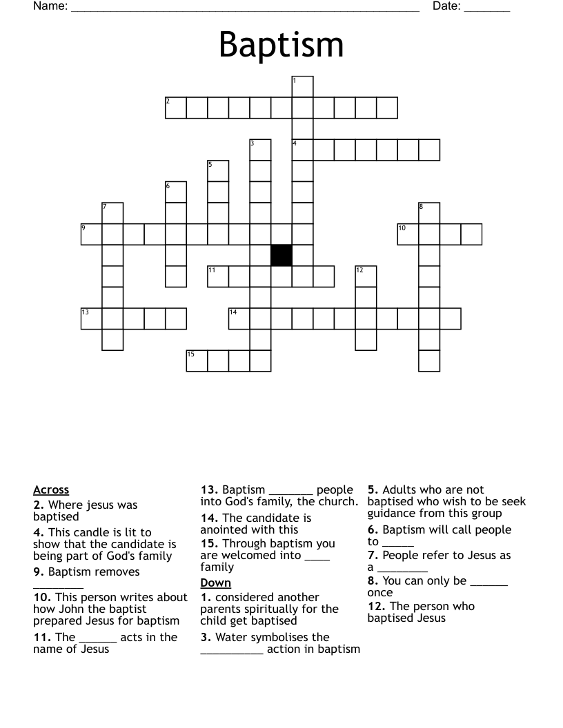 Baptism Crossword