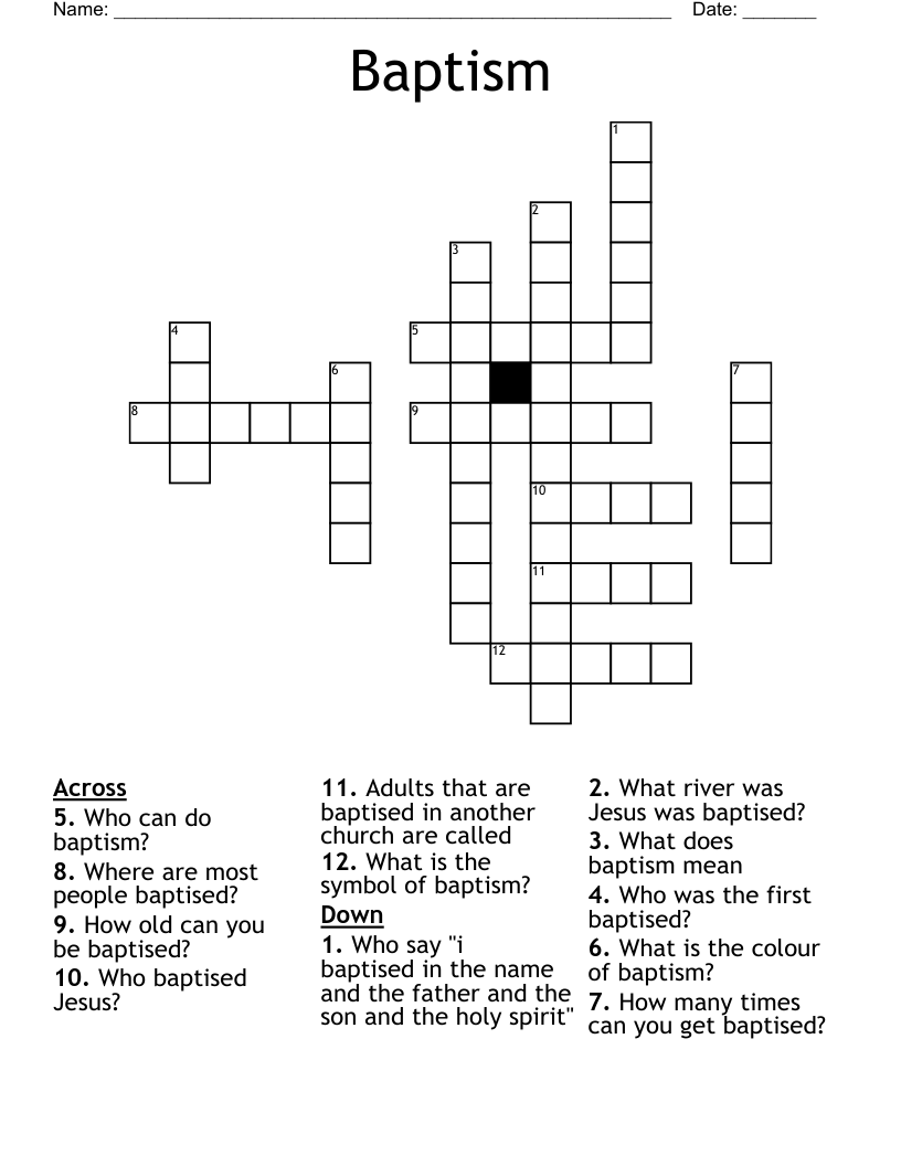 Baptism Crossword