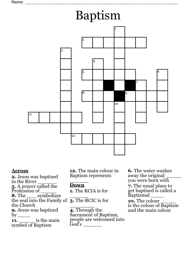 Baptism Crossword