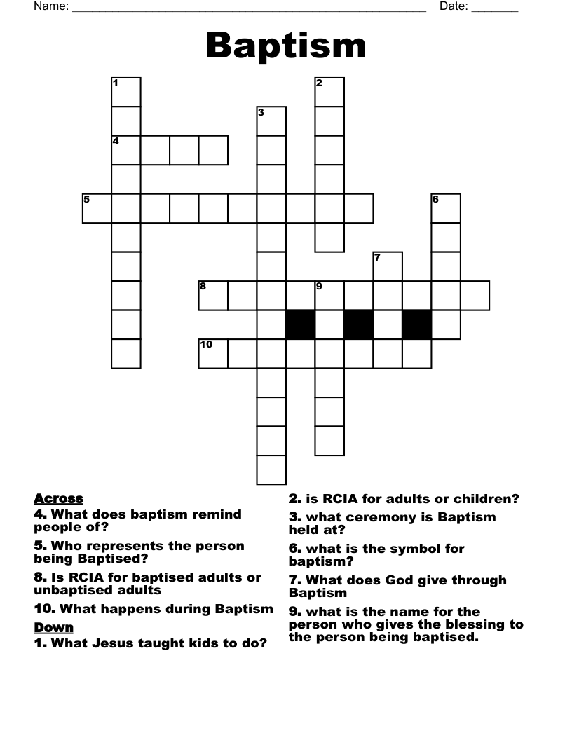Baptism Crossword