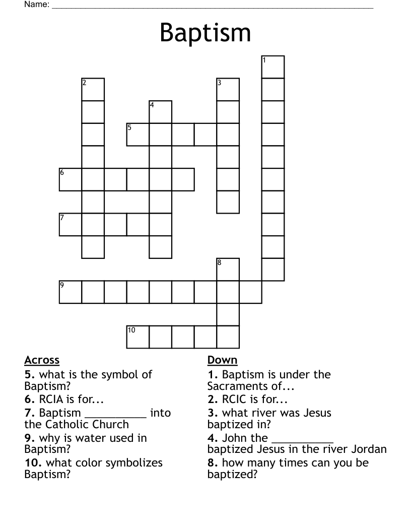 Baptism Crossword