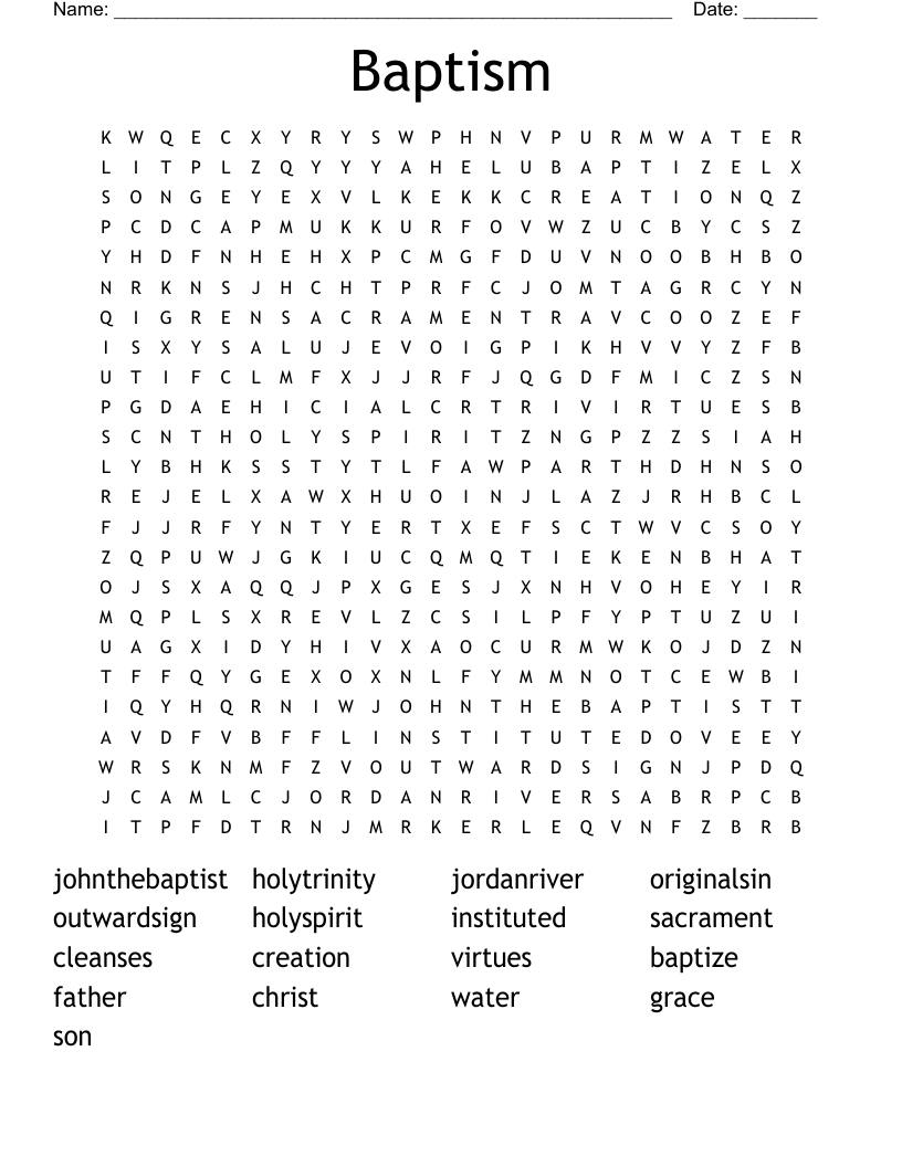 Baptism Word Search