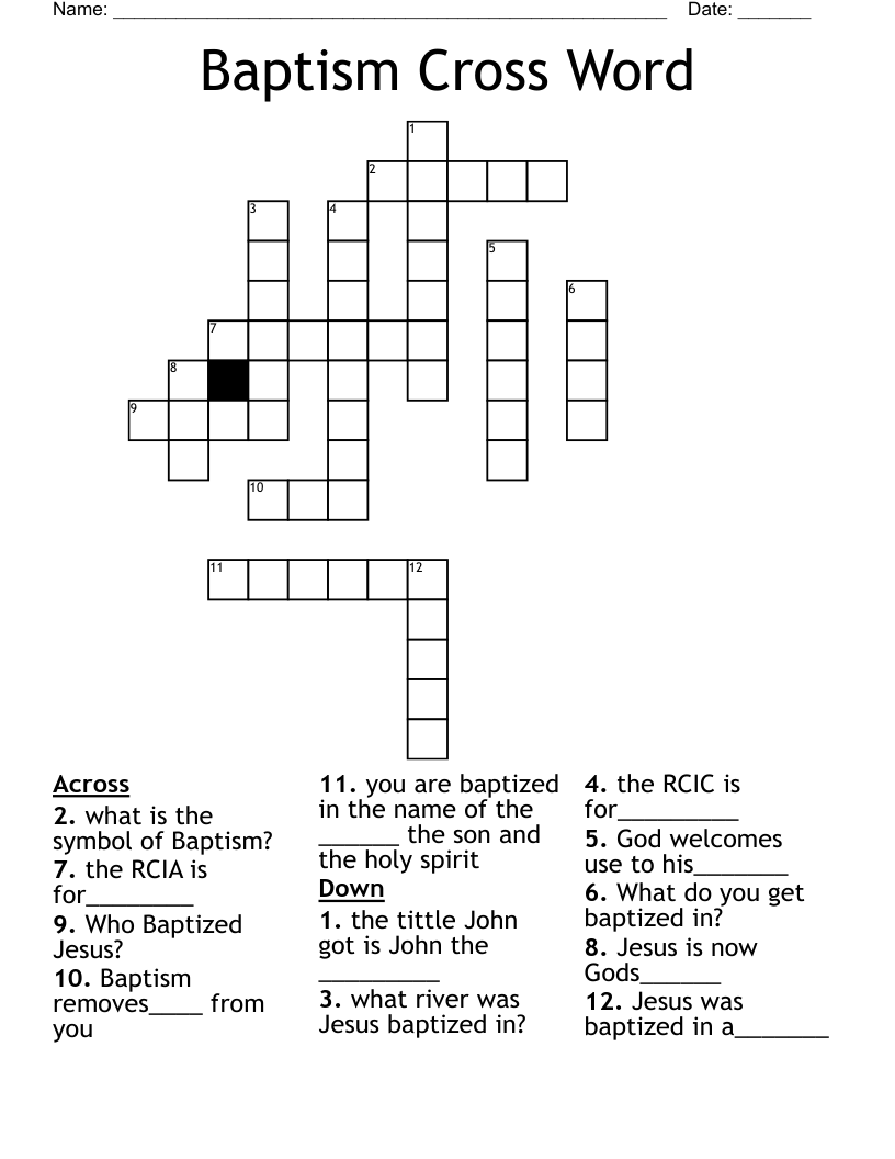 Baptism Cross Word