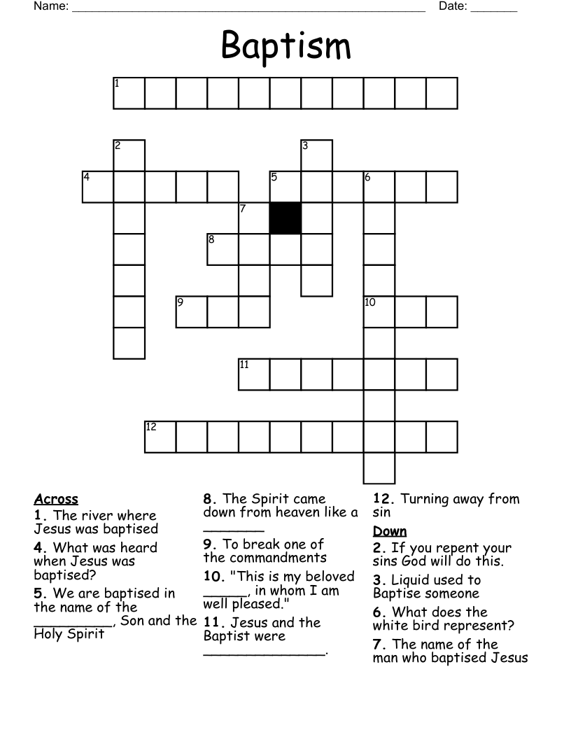 Baptism  Crossword