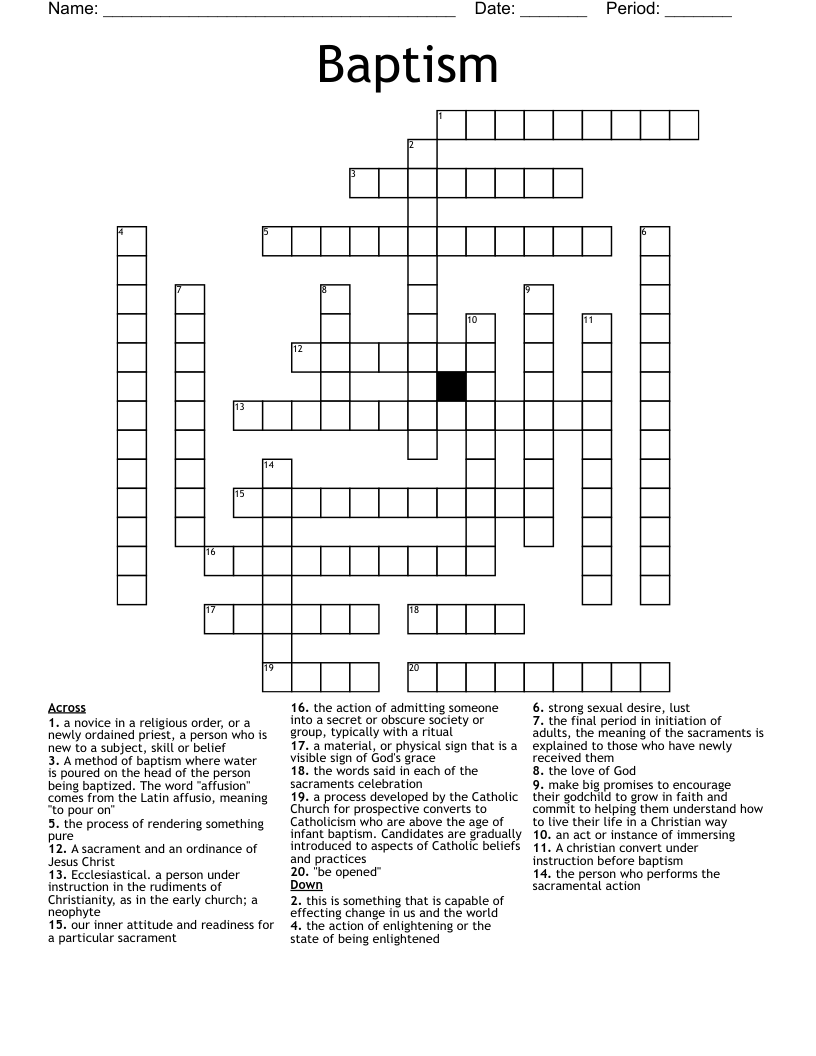 Baptism  Crossword
